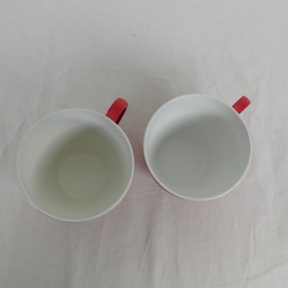 Royalon Melamine Melmac Red White Coffee Tea Cup #304 USA Set of 2 Vintage FLAW - Picture 10 of 12